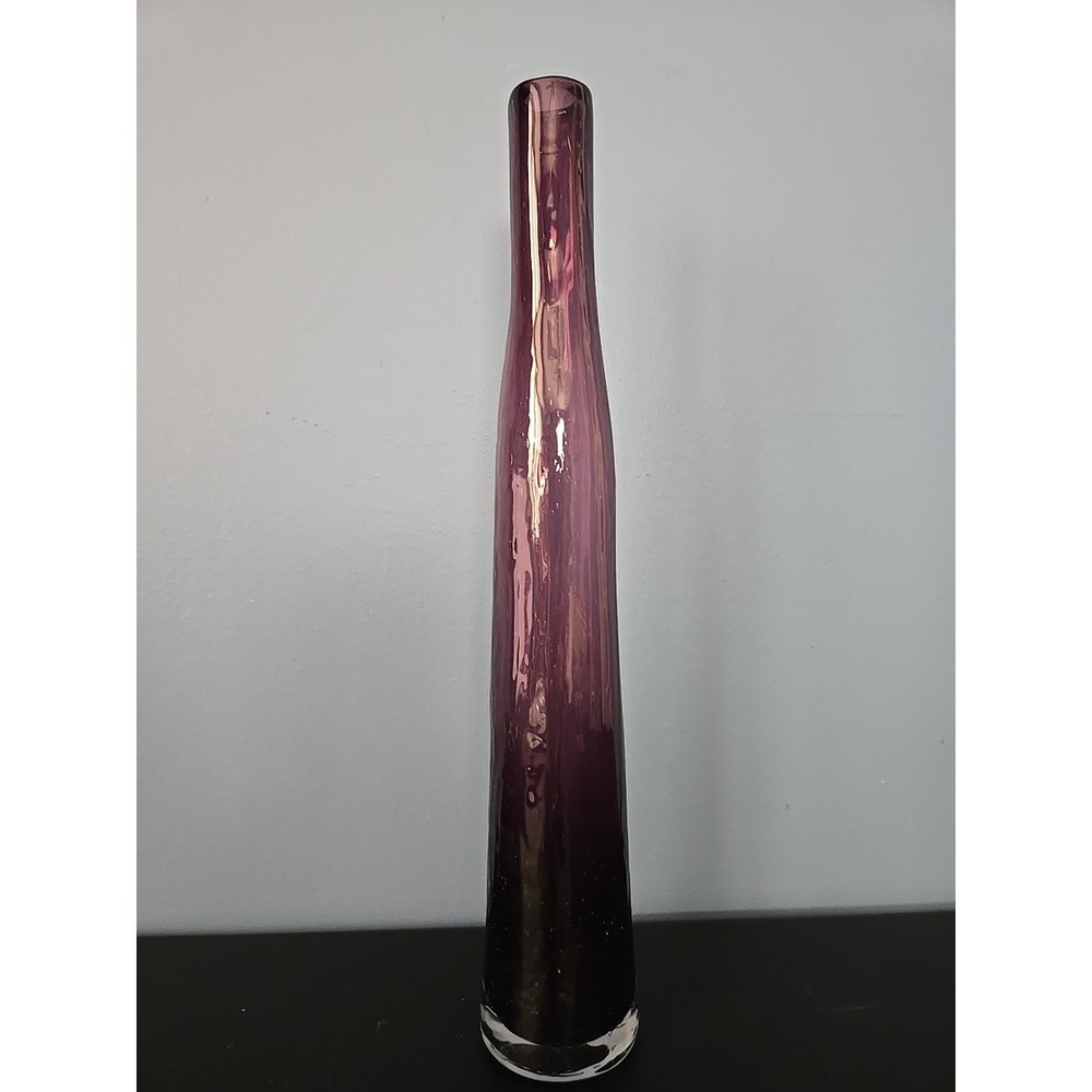 Hand Blown Amethyst Purple Bud‎ Vase 15 Inches Tall